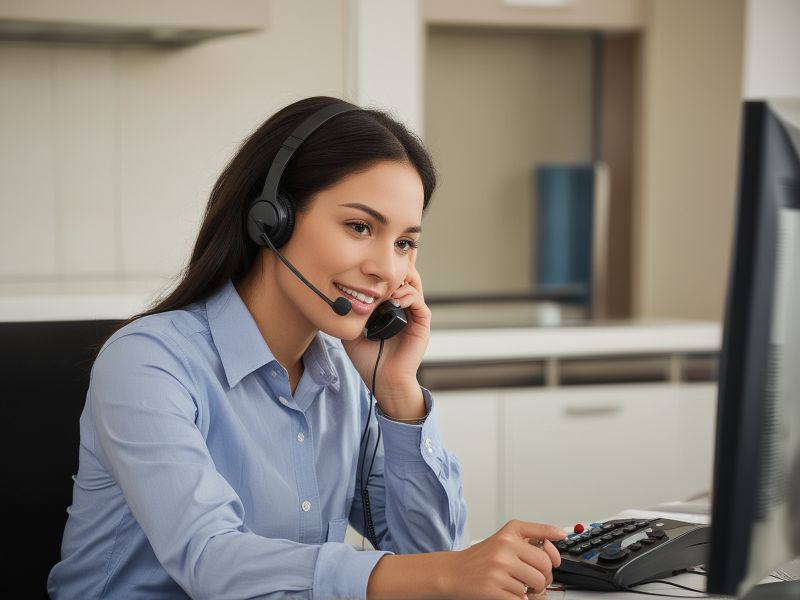 Customer service representative answering phone and scheduling furnace service appointments