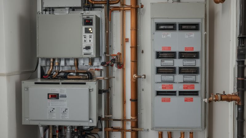 Electric furnace installation showing modern heating elements and control system